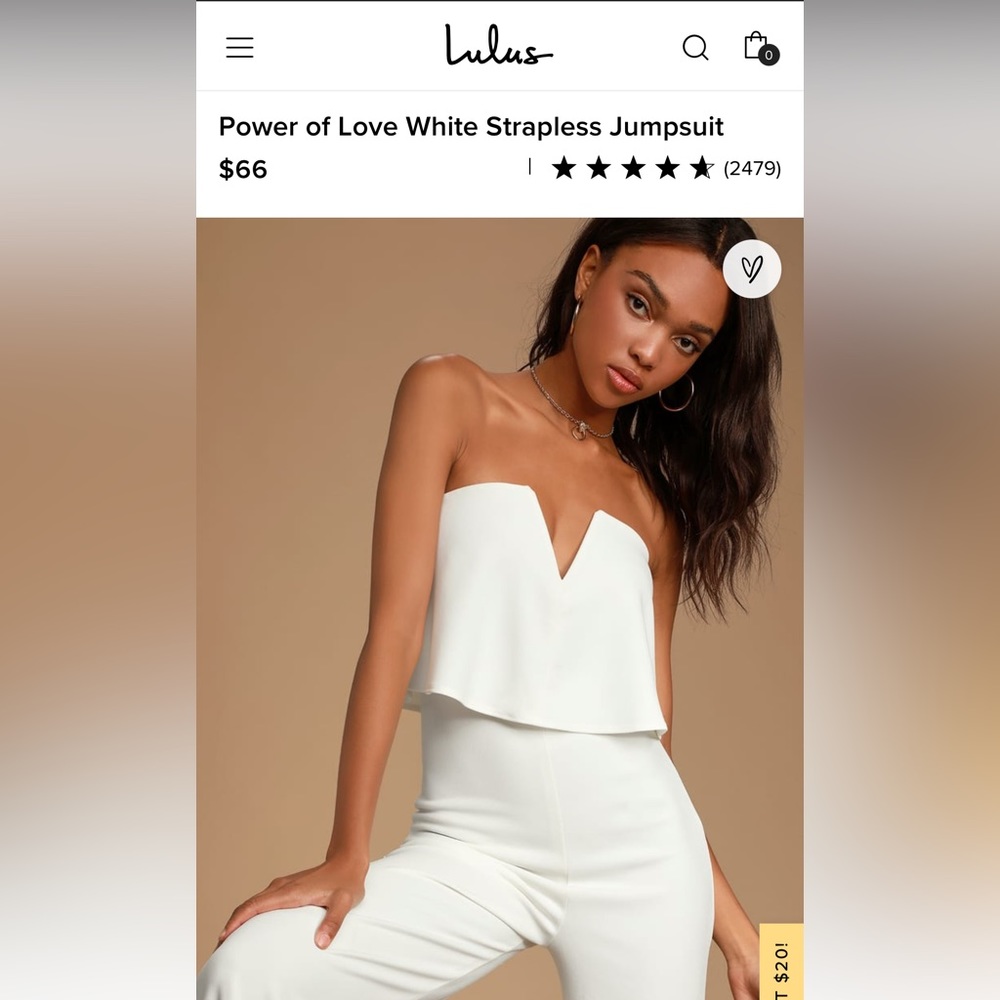 Lulu’s Power of Love White Strapless Jumpsuit